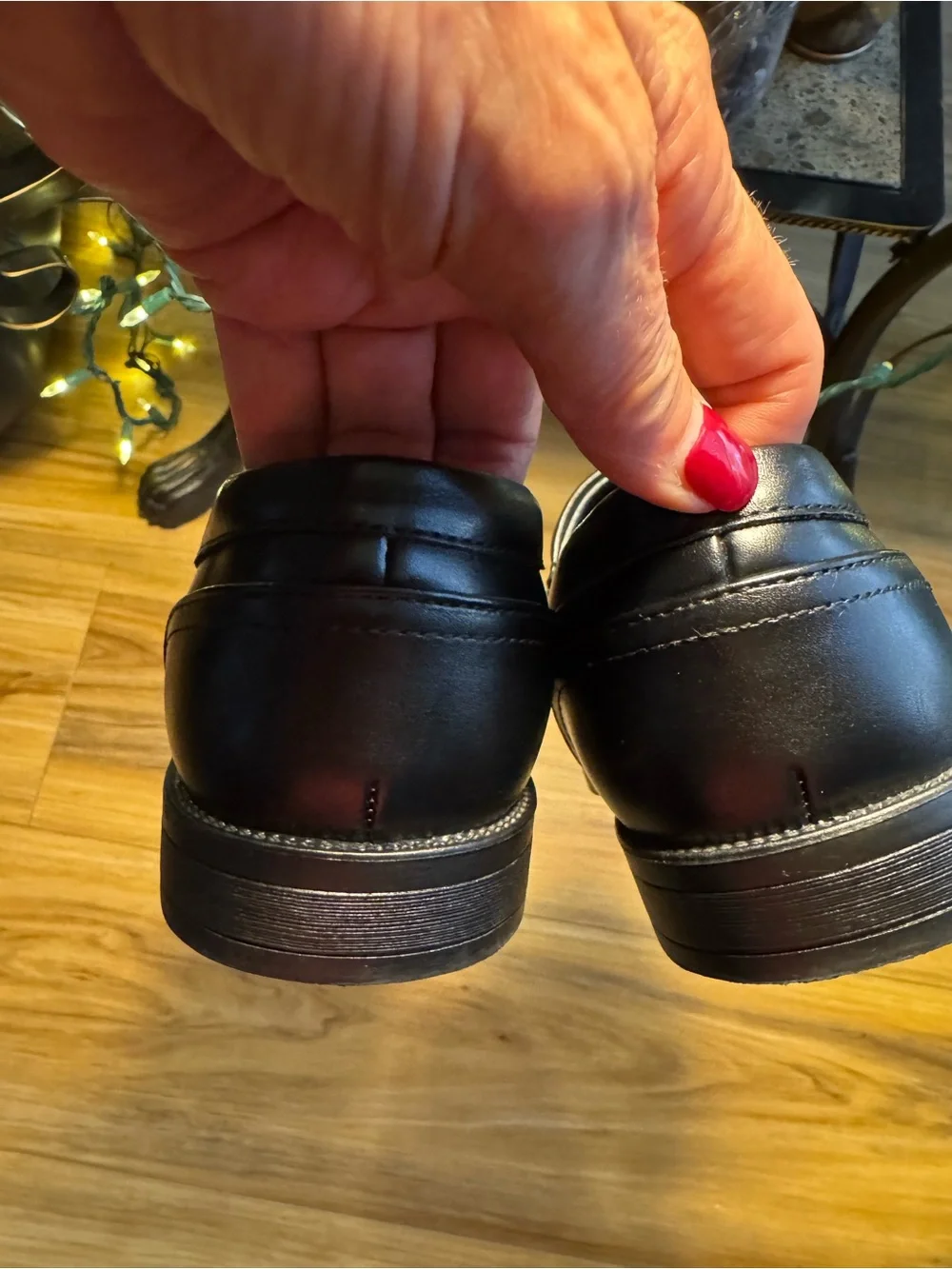 Perry Ellis Portfolio Black Faux Leather Slip-On Dress Loafers for Kids Size 4